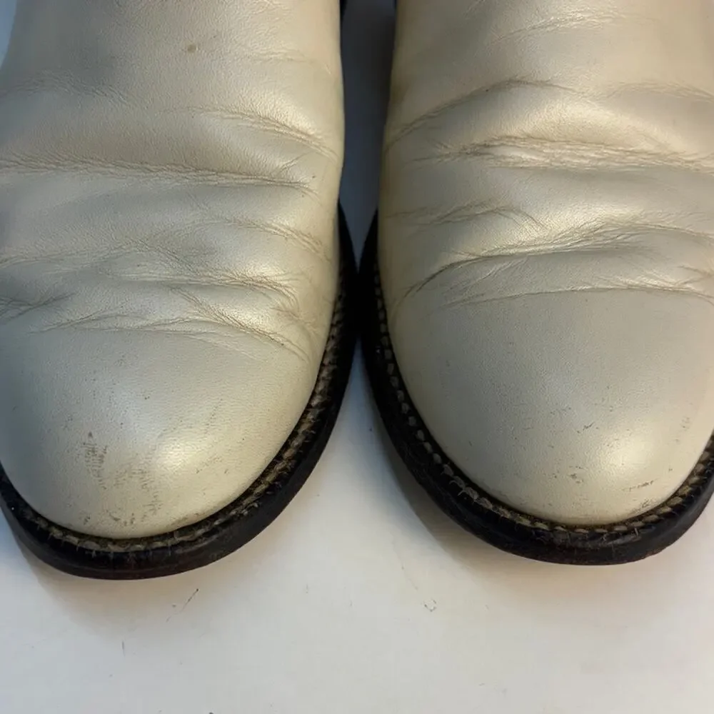 Justin Roper Vintage Women’s Eggshell Leather Cowgirl Boots L3713 Rodeo Sz 4.5B